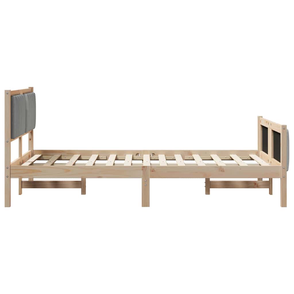 Bed frame Brown and light grey 120 x 200 cm Solid pine wood