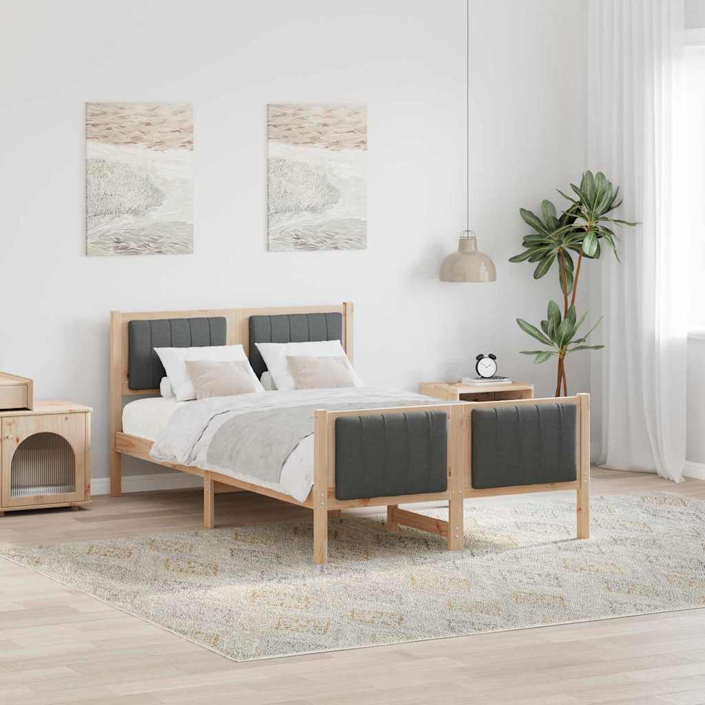 Bed frame Brown and dark grey 120 x 200 cm Solid pine wood