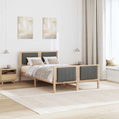 Bed frame Brown and dark grey 120 x 200 cm Solid pine wood