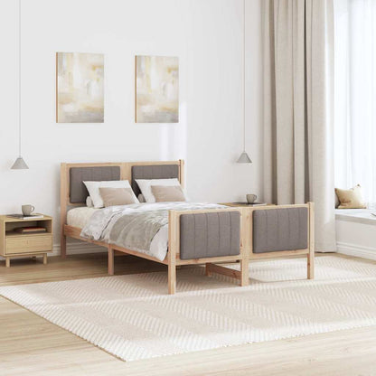 Bed frame Brown and taupe 120 x 200 cm Solid pine wood