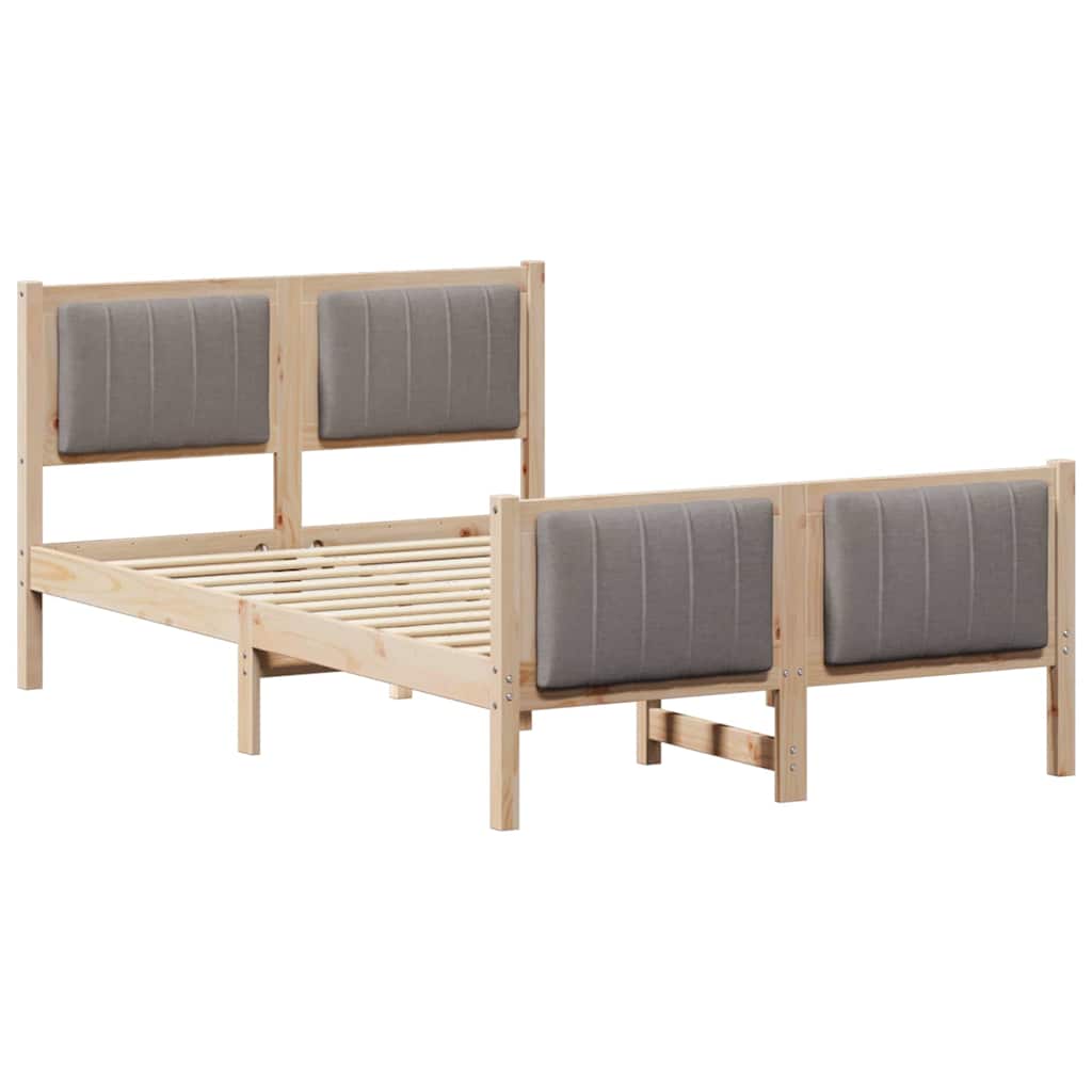 Bed frame Brown and taupe 120 x 200 cm Solid pine wood