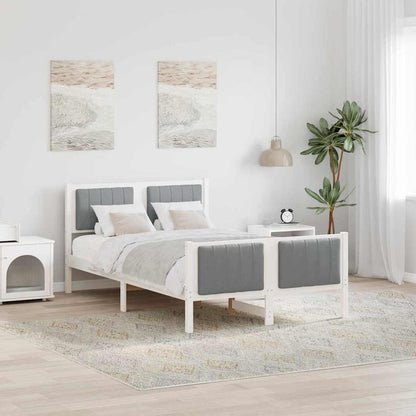 Bed frame White and light grey 120 x 200 cm Solid pine wood