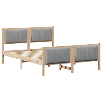 Bed frame Brown and light grey 135 x 190 cm Solid pine wood