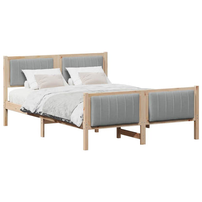 Bed frame Brown and light grey 135 x 190 cm Solid pine wood