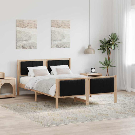 Bed frame Brown and black 135 x 190 cm Solid pine wood
