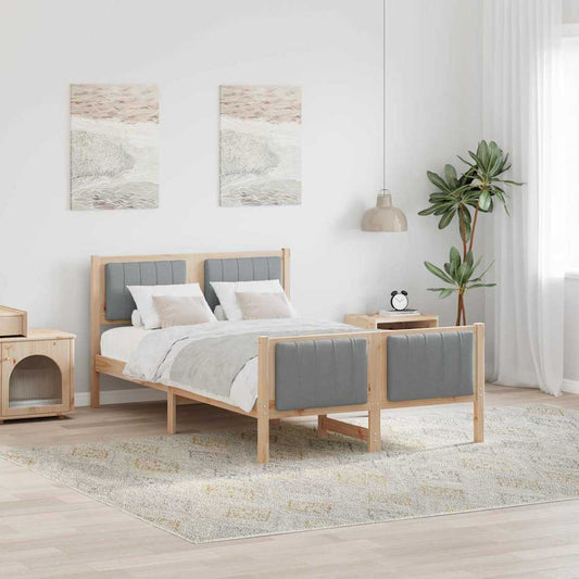 Bed frame Brown and light grey 120 x 190 cm Solid pine wood
