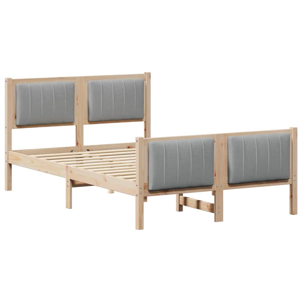 Bed frame Brown and light grey 120 x 190 cm Solid pine wood