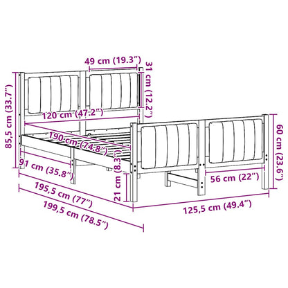 Bed frame Brown and dark grey 120 x 190 cm Solid pine wood