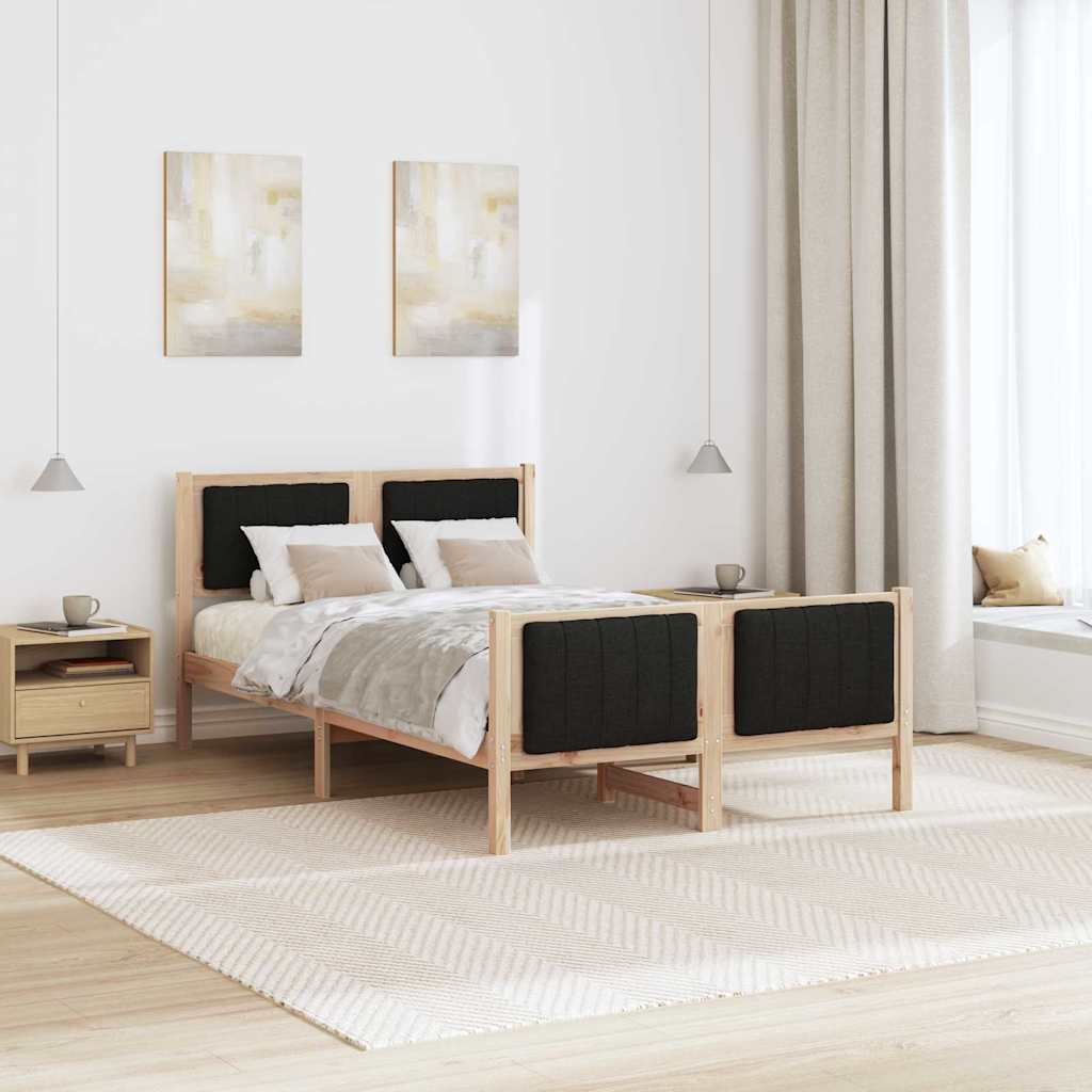 Bed frame Brown and black 120 x 190 cm Solid pine wood
