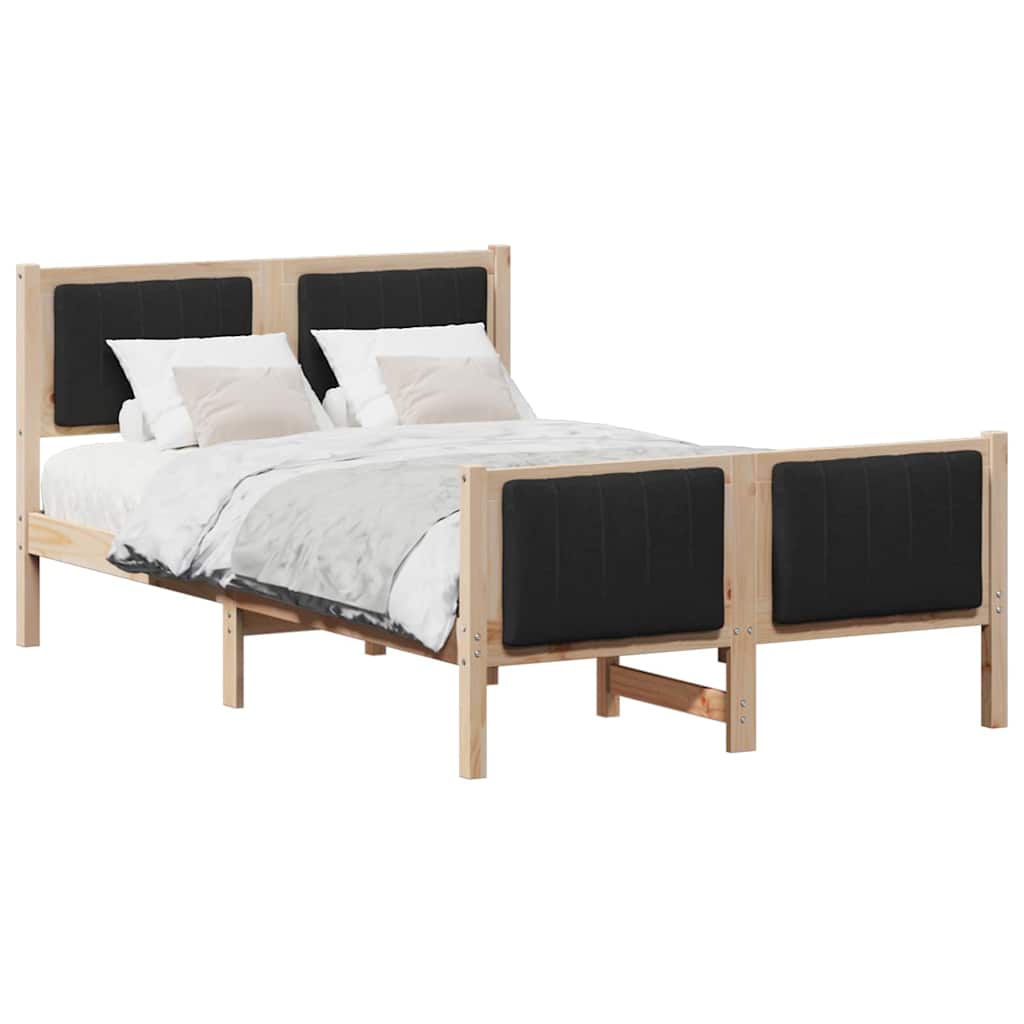 Bed frame Brown and black 120 x 190 cm Solid pine wood