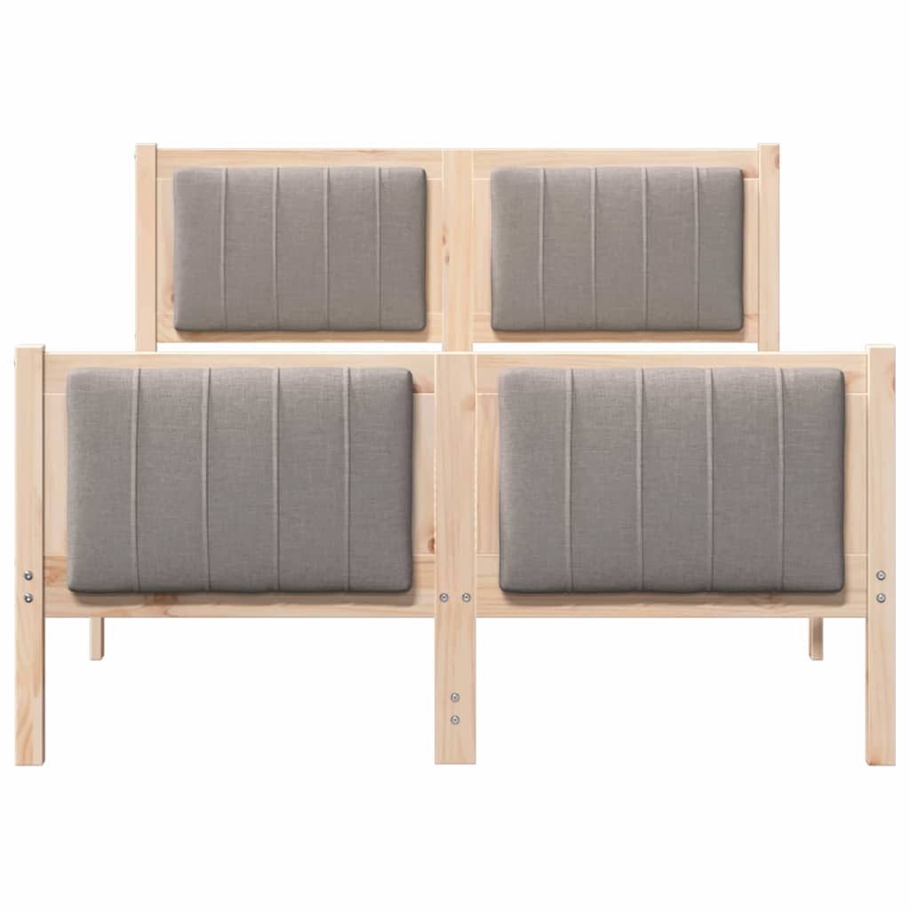 Bed frame Brown and taupe 120 x 190 cm Solid pine wood