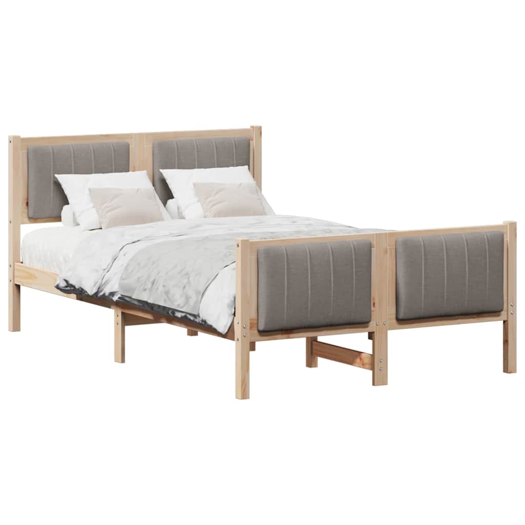 Bed frame Brown and taupe 120 x 190 cm Solid pine wood