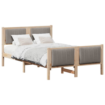 Bed frame Brown and taupe 120 x 190 cm Solid pine wood