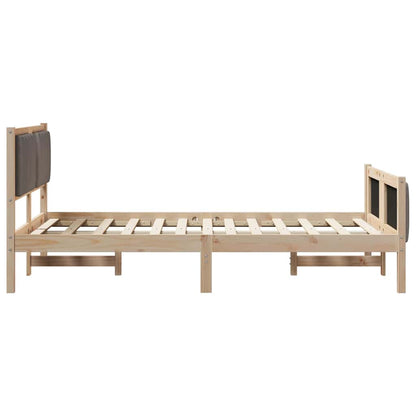 Bed frame Brown and taupe 120 x 190 cm Solid pine wood