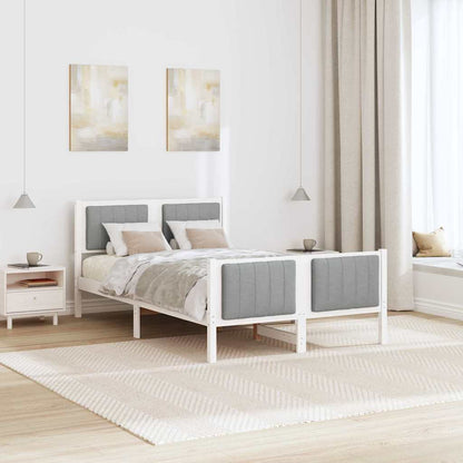 Bed frame White and light grey 120 x 190 cm Solid pine wood