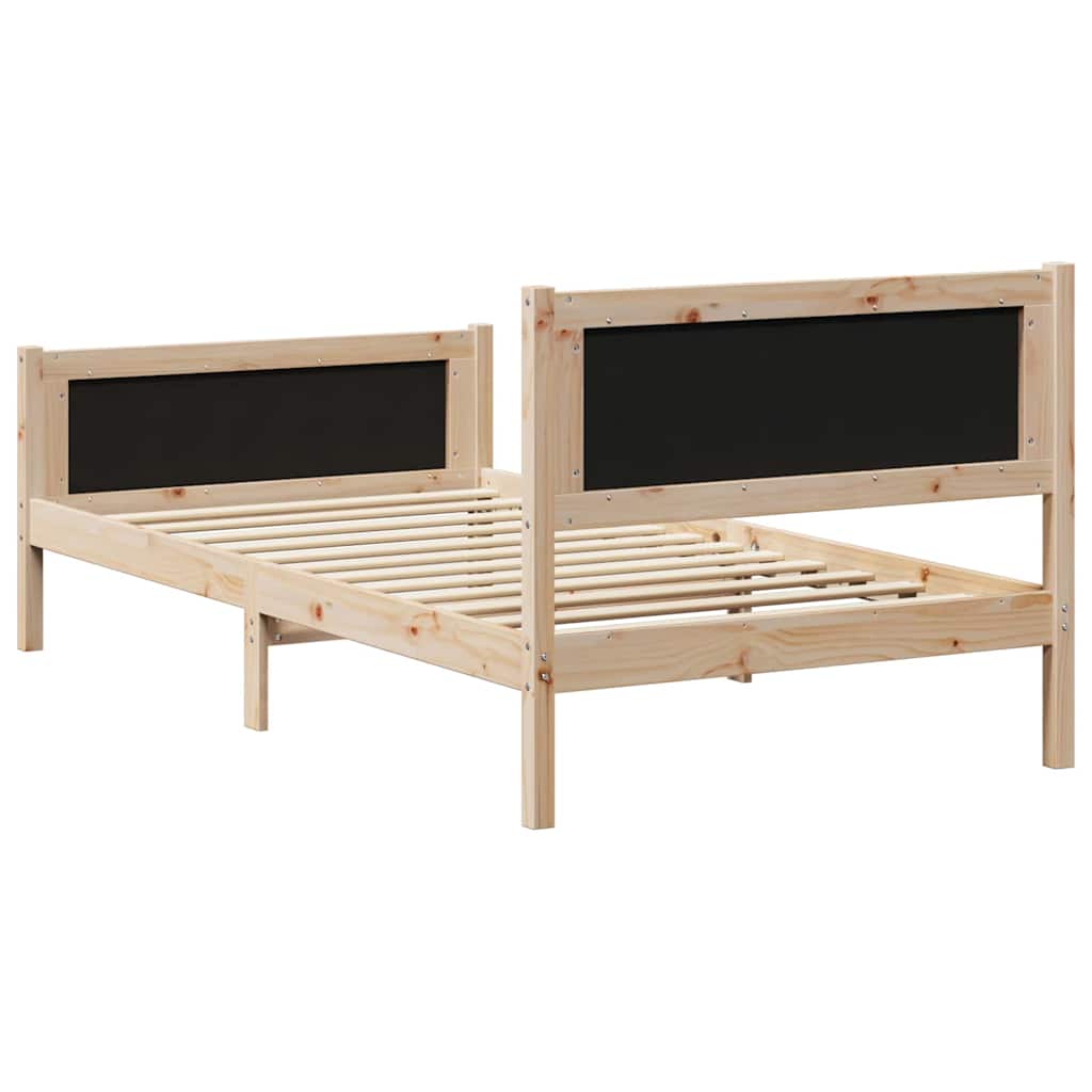 Bed frame Brown and light grey 100 x 200 cm Solid pine wood