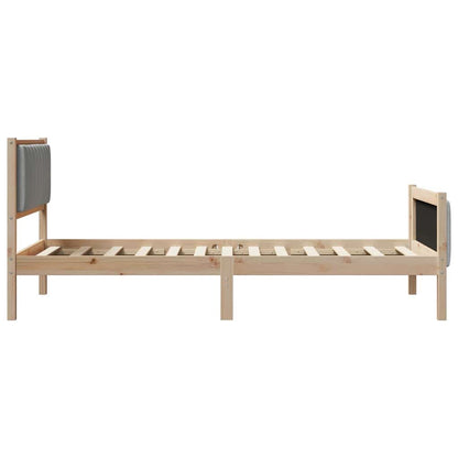 Bed frame Brown and light grey 100 x 200 cm Solid pine wood