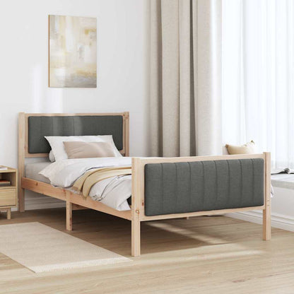 Bed frame Brown and dark grey 100 x 200 cm Solid pine wood