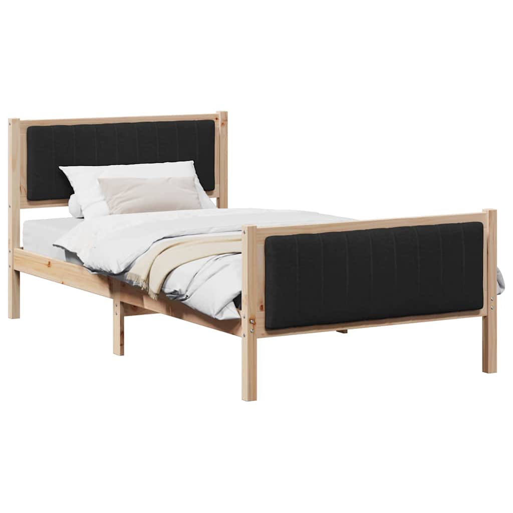 Bed frame Brown and black 100 x 200 cm Solid pine wood