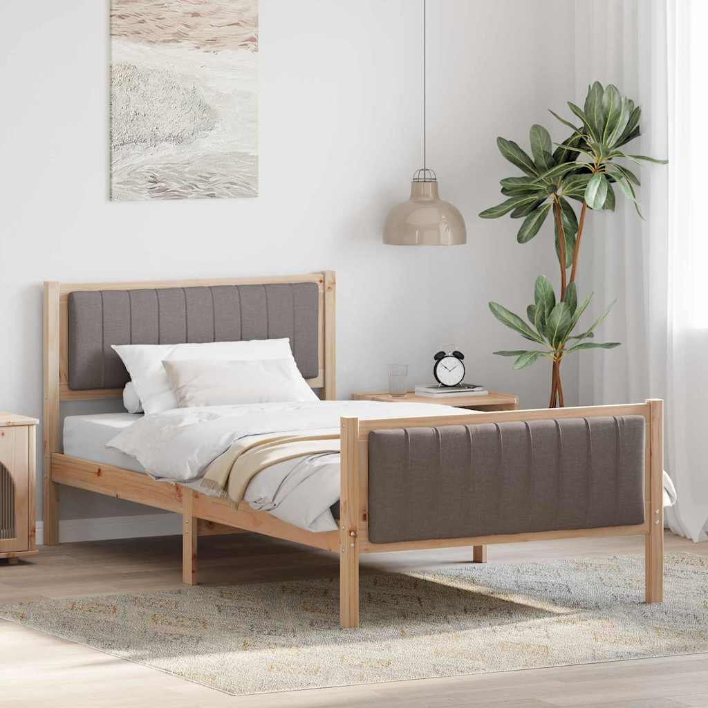 Bed frame Brown and taupe 100 x 200 cm Solid pine wood