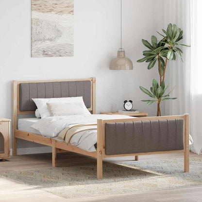 Bed frame Brown and taupe 100 x 200 cm Solid pine wood