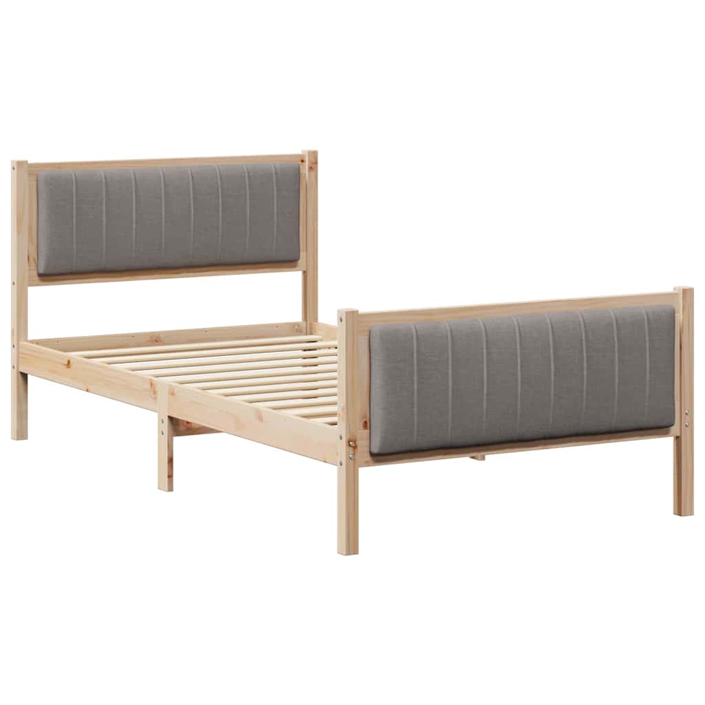 Bed frame Brown and taupe 100 x 200 cm Solid pine wood
