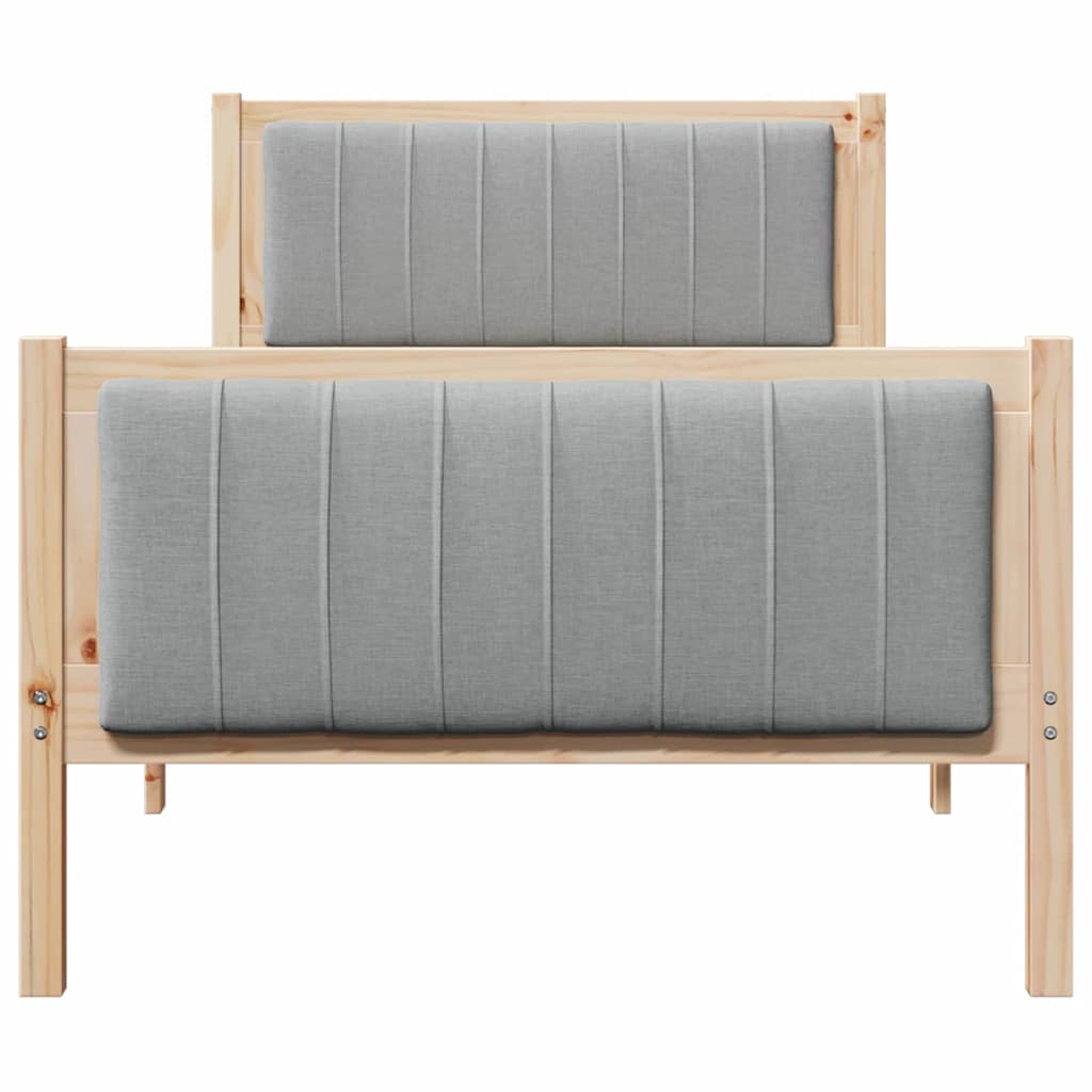 Bed frame Brown and light grey 90 x 200 cm Solid pine wood