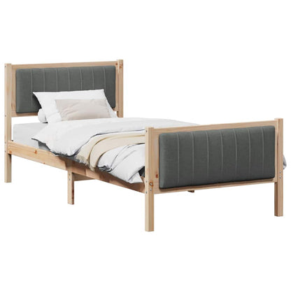 Bed frame Brown and dark grey 90 x 200 cm Solid pine wood