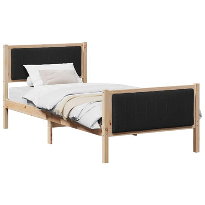 Bed frame Brown and black 90 x 200 cm Solid pine wood