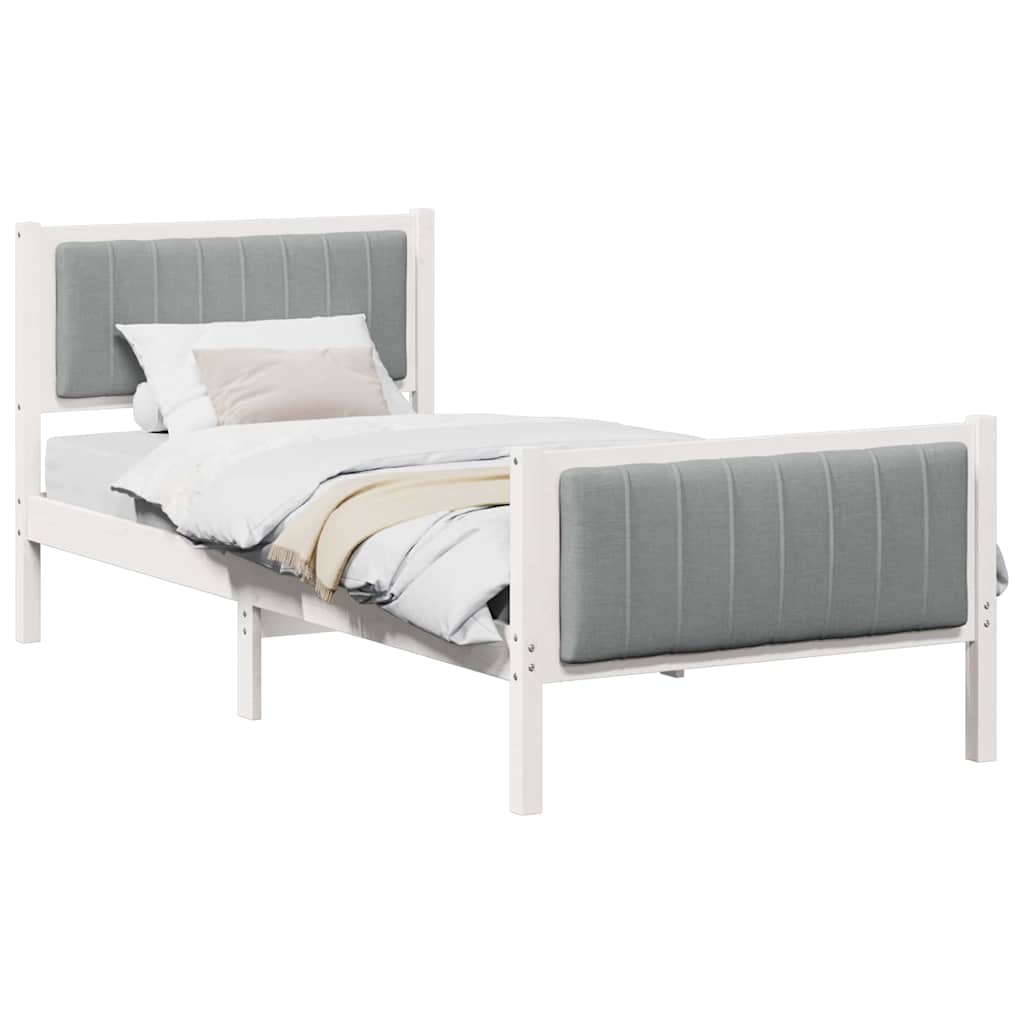 Bed frame White and light grey 90 x 200 cm Solid pine wood