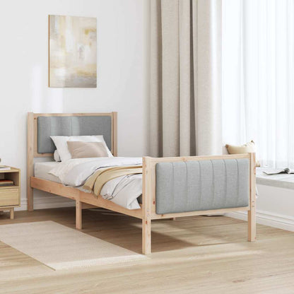 Bed frame Brown and light grey 80 x 200 cm Solid pine wood