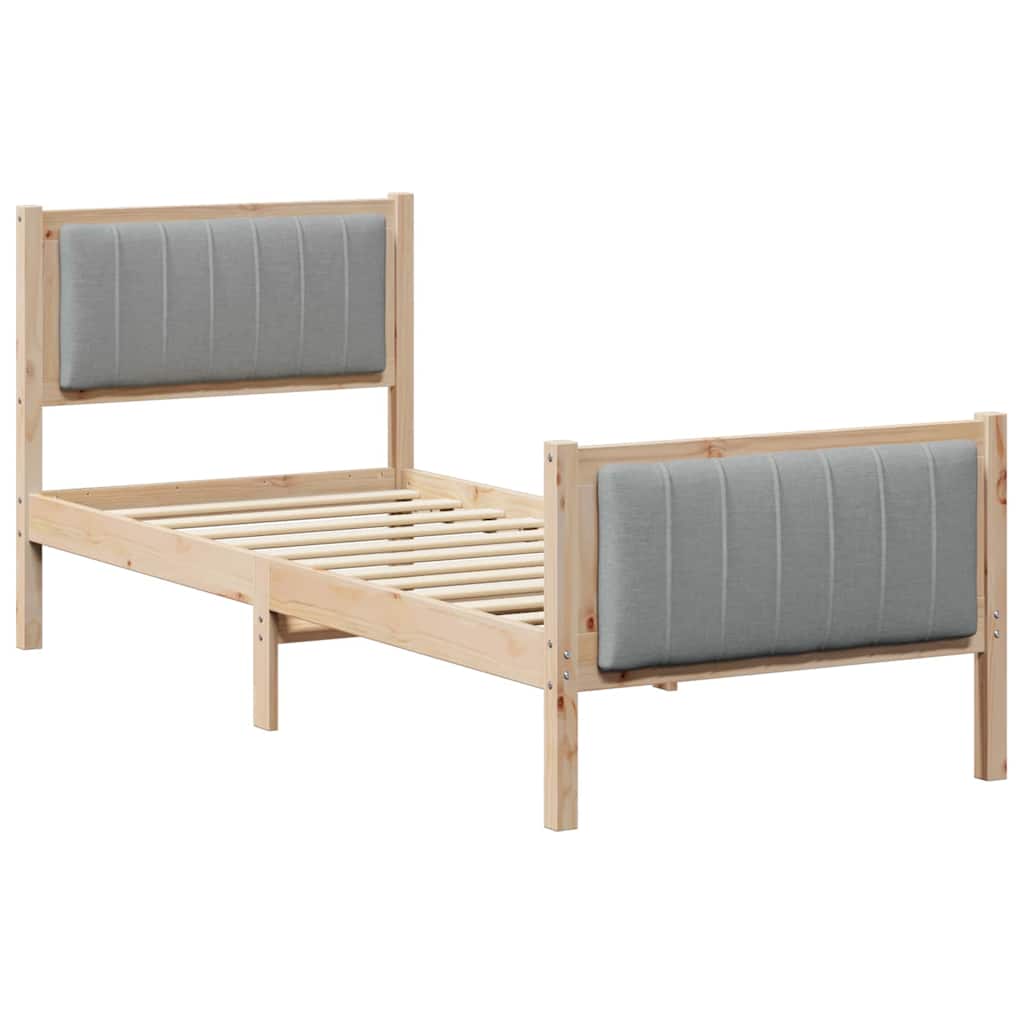 Bed frame Brown and light grey 80 x 200 cm Solid pine wood