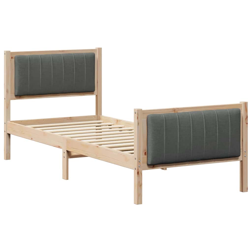 Bed frame Brown and dark grey 80 x 200 cm Solid pine wood