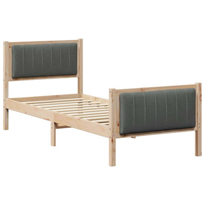 Bed frame Brown and dark grey 80 x 200 cm Solid pine wood
