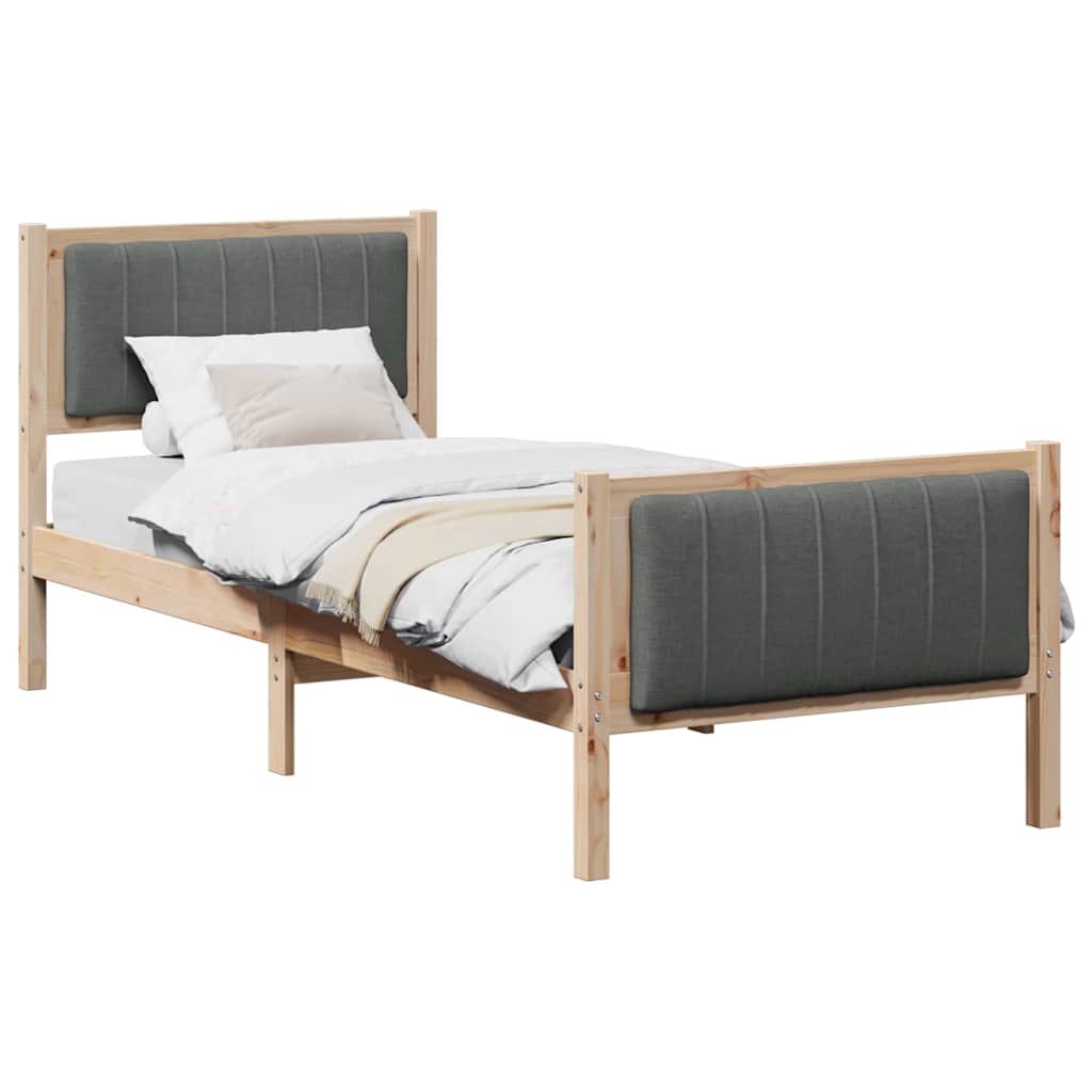 Bed frame Brown and dark grey 80 x 200 cm Solid pine wood
