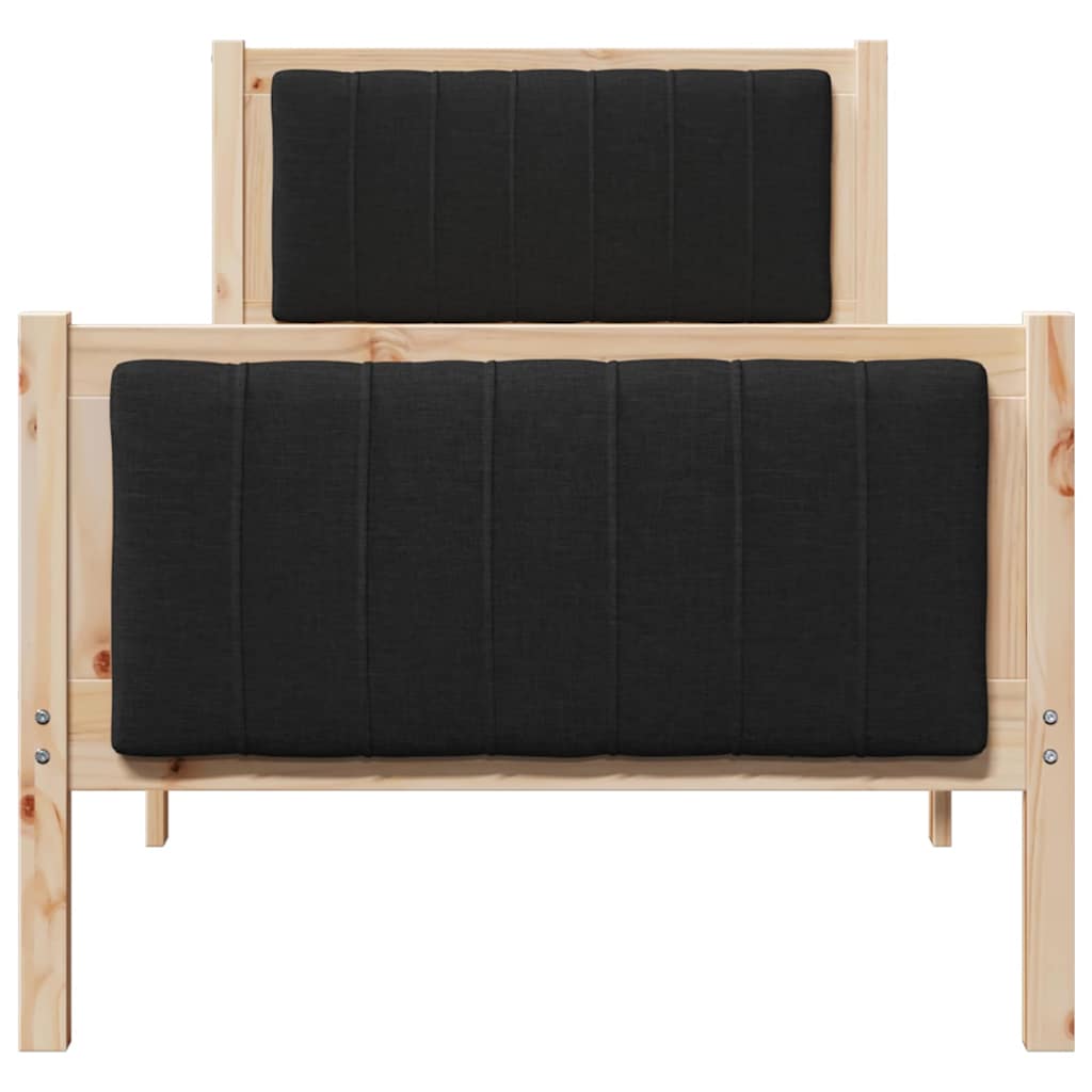 Bed frame Brown and black 80 x 200 cm Solid pine wood