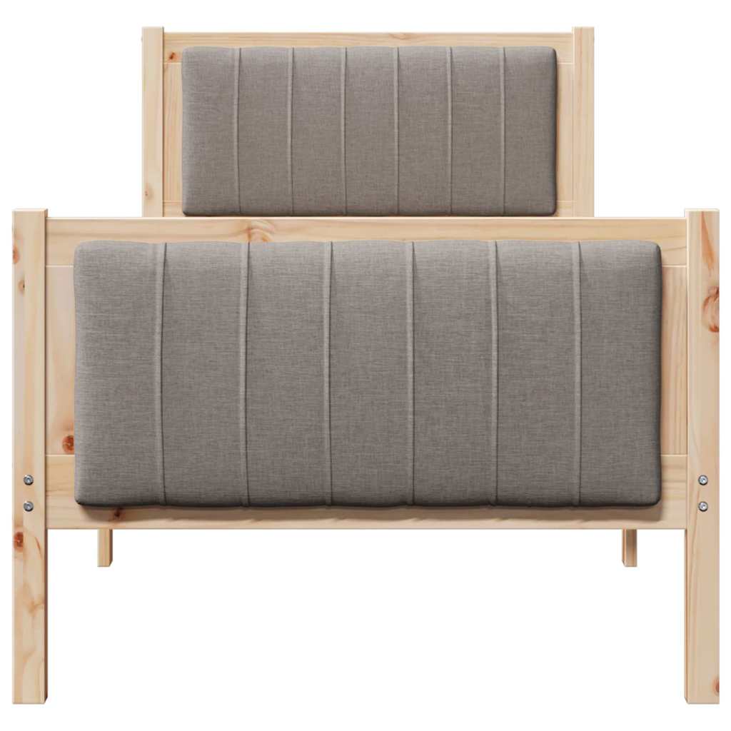 Bed frame Brown and taupe 80 x 200 cm Solid pine wood