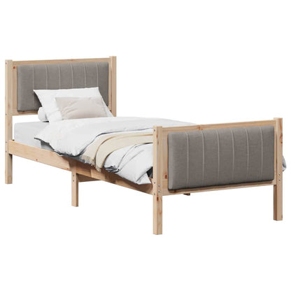 Bed frame Brown and taupe 80 x 200 cm Solid pine wood