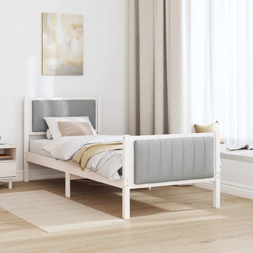 Bed frame White and light grey 80 x 200 cm Solid pine wood