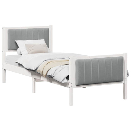 Bed frame White and light grey 80 x 200 cm Solid pine wood