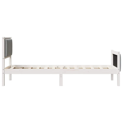 Bed frame White and light grey 80 x 200 cm Solid pine wood
