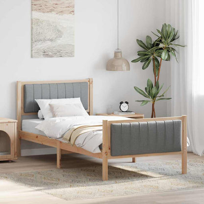 Bed frame Brown and light grey 90 x 190 cm Solid pine wood