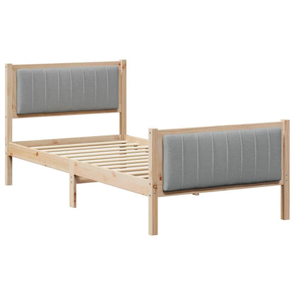 Bed frame Brown and light grey 90 x 190 cm Solid pine wood