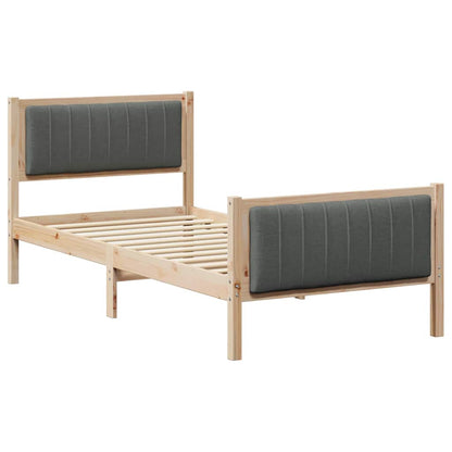 Bed frame Brown and dark grey 90 x 190 cm Solid pine wood