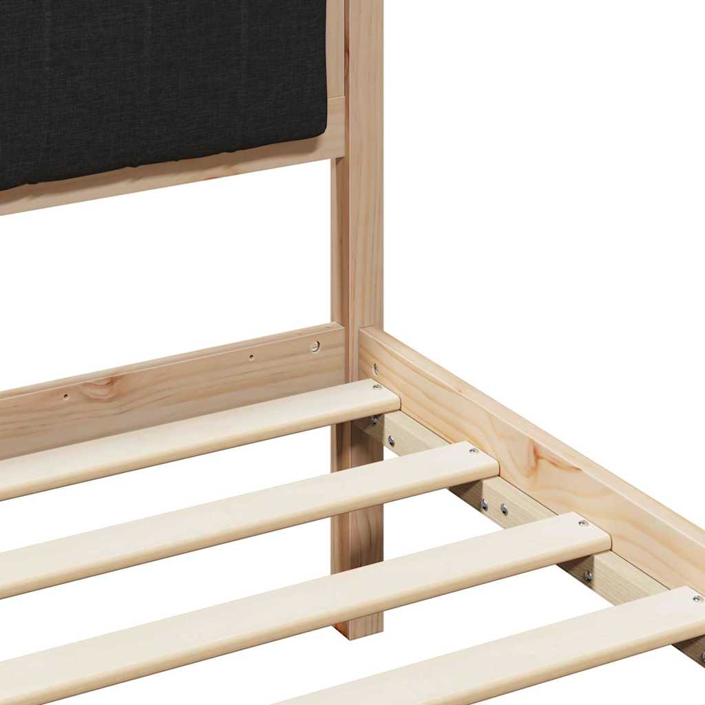 Bed frame Brown and black 90 x 190 cm Solid pine wood