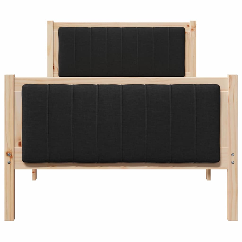 Bed frame Brown and black 90 x 190 cm Solid pine wood