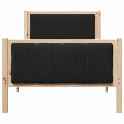 Bed frame Brown and black 90 x 190 cm Solid pine wood
