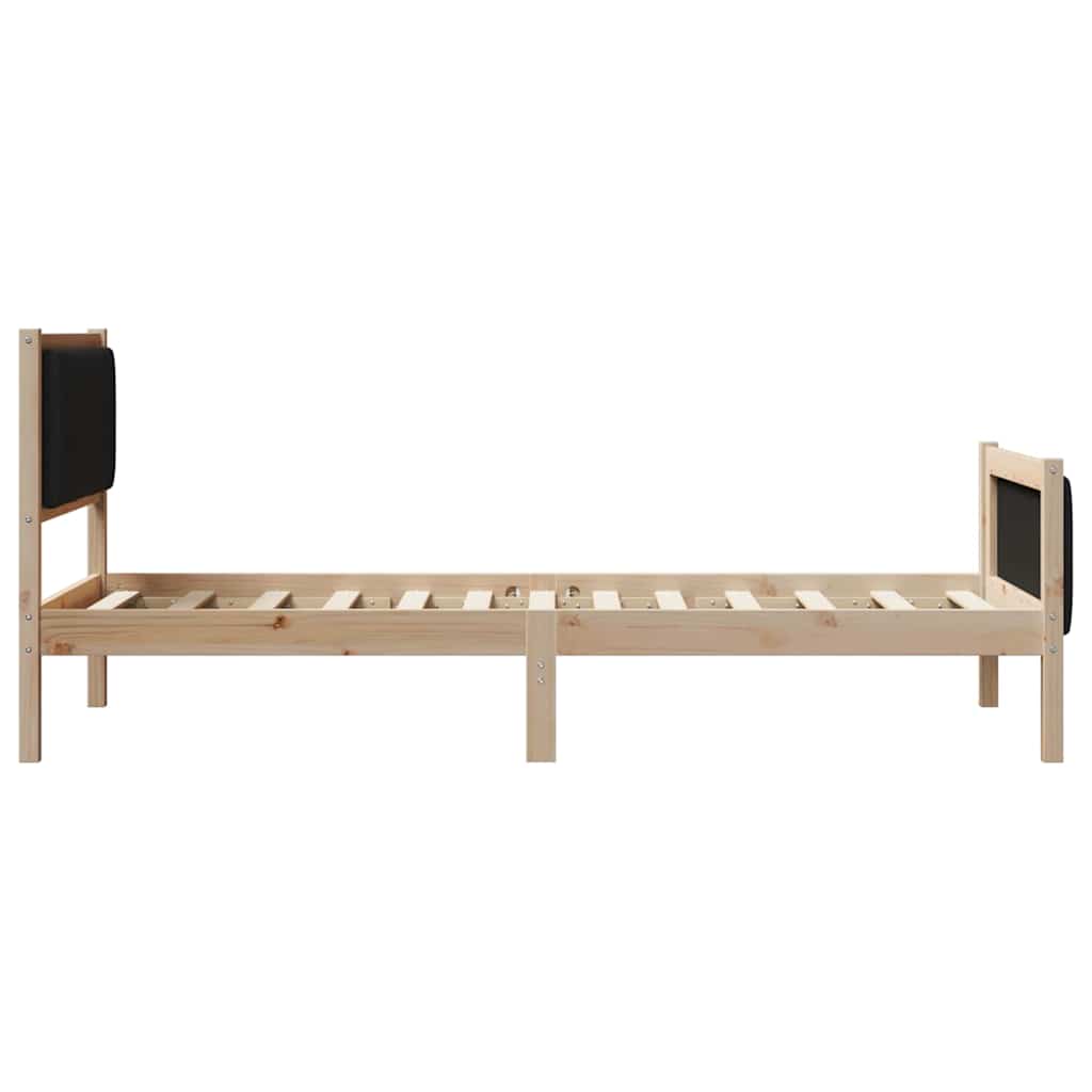 Bed frame Brown and black 90 x 190 cm Solid pine wood