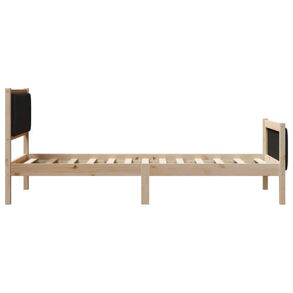 Bed frame Brown and black 90 x 190 cm Solid pine wood