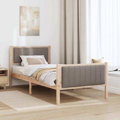 Bed frame Brown and taupe 90 x 190 cm Solid pine wood